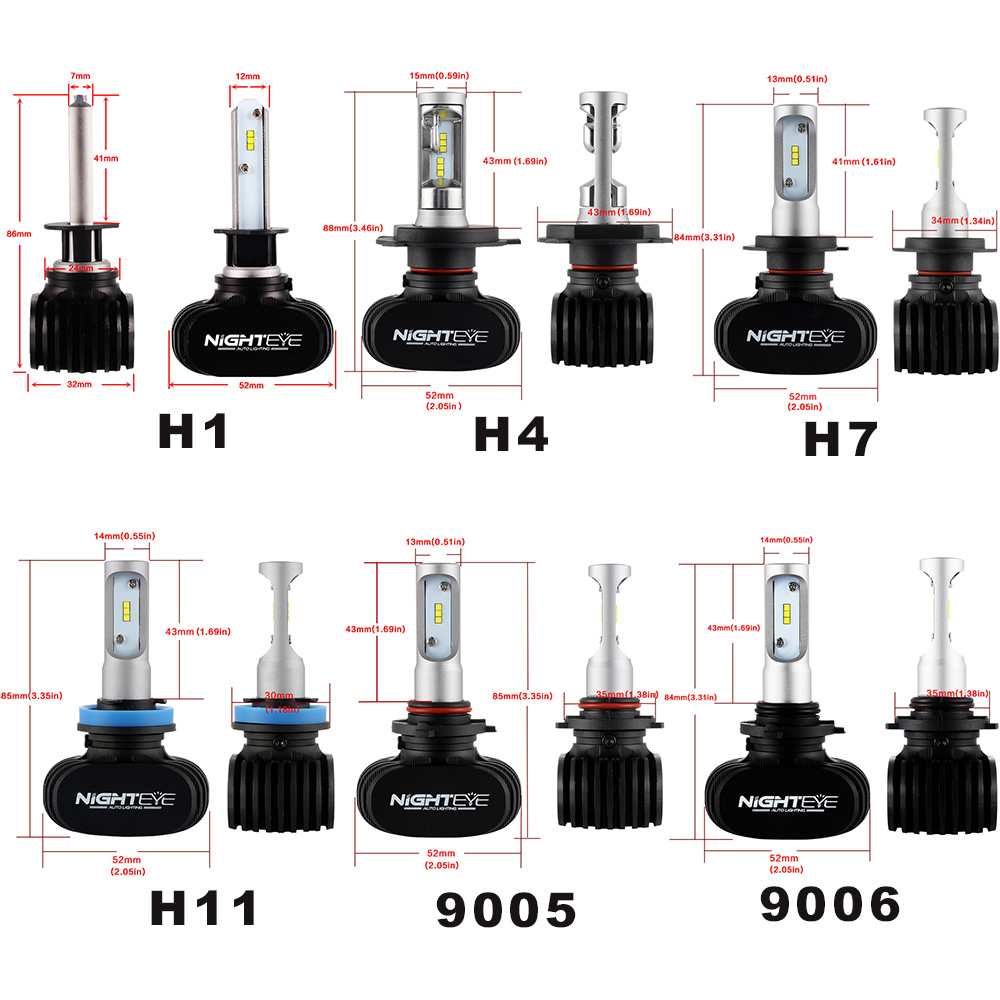 Nighteye Lampu  Mobil  LED H7  CSP 2PCS Black 